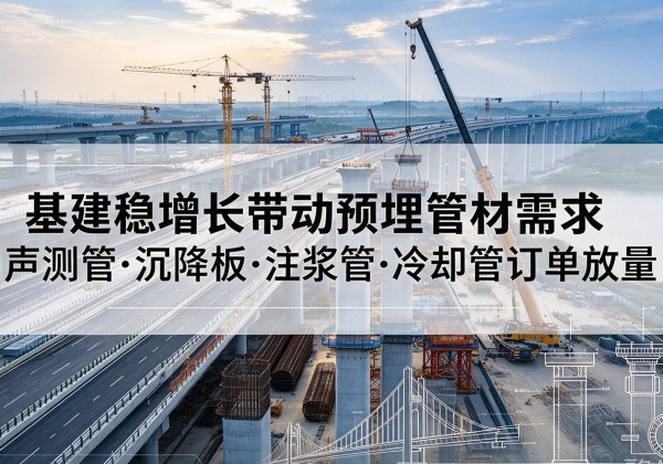 重庆基建稳增长带动预埋监测管材需求，声测管、沉降板、注浆管订单持续放量